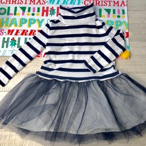Kids CrewCuts Navy Striped turtleneck tutu dress